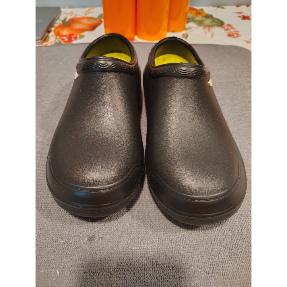 Yuelvda Black Slip On Work Clogs Non Slip Kitchen Garden Shoes Womens Size 35-36